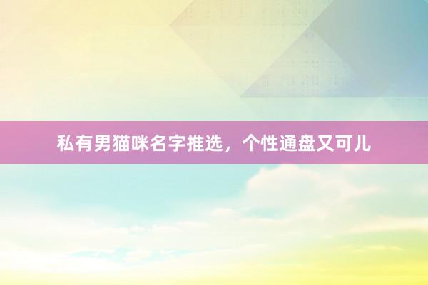 私有男猫咪名字推选，个性通盘又可儿